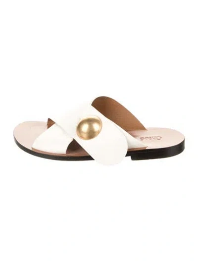 Pre-owned Chloé Leather Mules In White