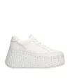 Chloé Platform Speckled Mix Leather Sneakers In White