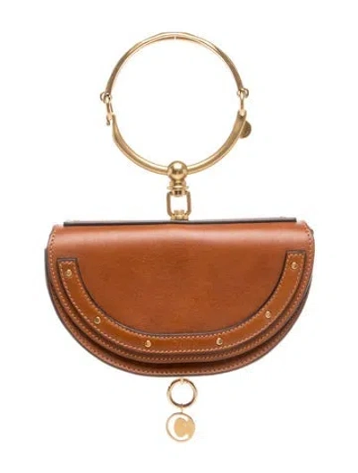 Pre-owned Chloé Leather Nile Minaudière Bracelet Small, Small In Brown