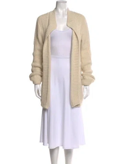 Pre-owned Chloé Leather Open Front Sweater In Neutral
