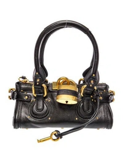 Pre-owned Chloé Leather Paddington Bag Medium In Black