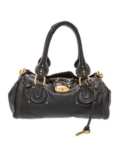 Pre-owned Chloé Leather Paddington Bag Mini In Gray