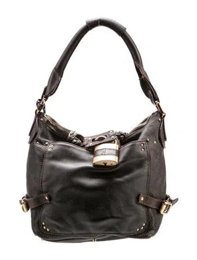Pre-owned Chloé Leather Paddington In Gray