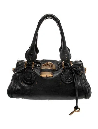 Pre-owned Chloé Leather Paddington Medium In Black