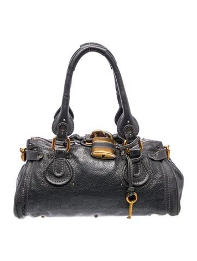 Pre-owned Chloé Leather Paddington Medium In Blue