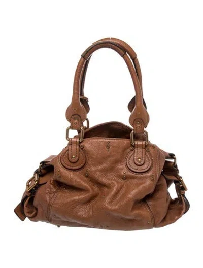 Pre-owned Chloé Leather Paddington Medium In Brown