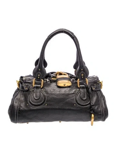 Pre-owned Chloé Leather Paddington Medium Vintage In Black
