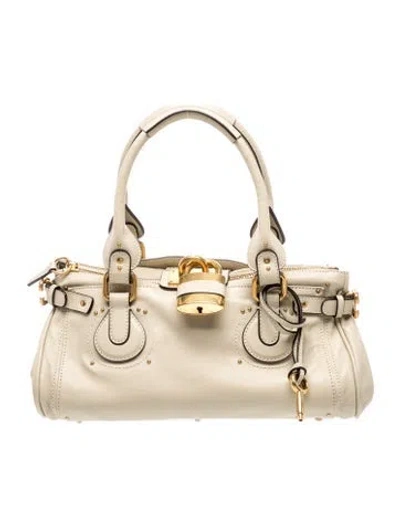 Pre-owned Chloé Leather Paddington In Neutral