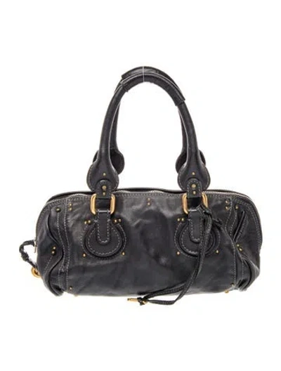Pre-owned Chloé Leather Paddington Satchel Medium In Blue