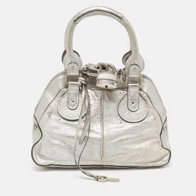 Chloé Leather Paddington Satchel In Silver