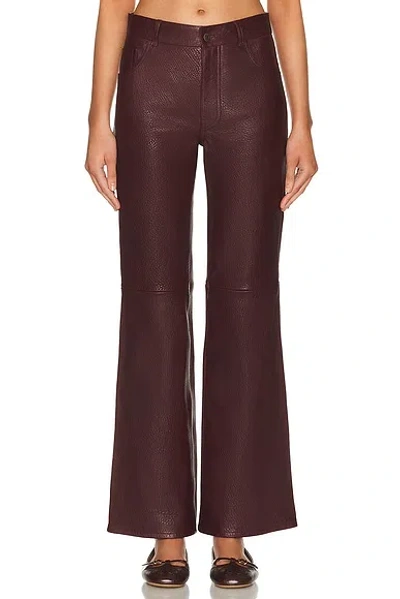 Chloé Leather Pant In Burgundy