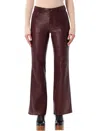 Chloé Textured Leather Trousers Featuring Pockets In Burgundy