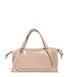 Chloé Sac Paraty 24 En Cuir Brillant Femme Beige Taille Onesize 100% Cuir De Veau In Beige