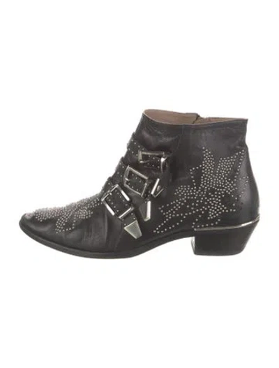 Pre-owned Chloé Leather Patterned Boots In Black