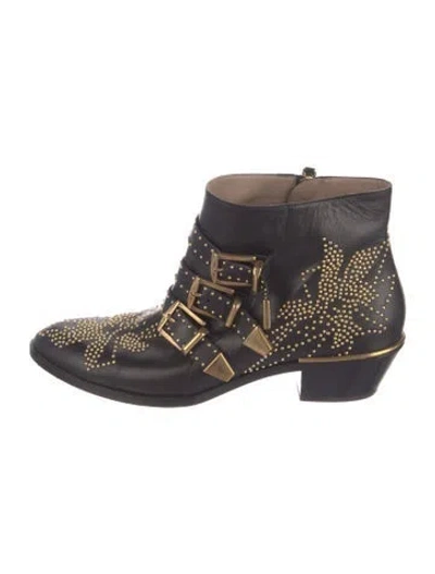 Pre-owned Chloé Leather Patterned Boots In Black