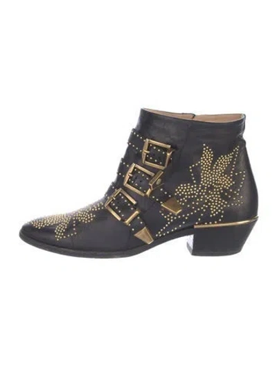 Pre-owned Chloé Leather Patterned Boots In Blue
