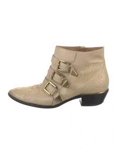Pre-owned Chloé Leather Patterned Boots In Neutral