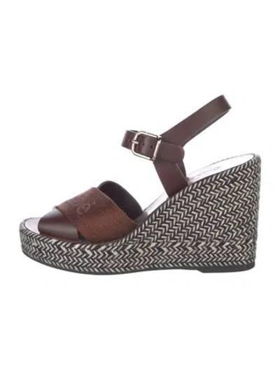 Pre-owned Chloé Leather Patterned Espadrilles In Brown