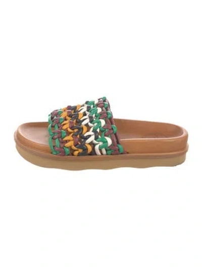 Pre-owned Chloé Leather Patterned Slides In Neutrals