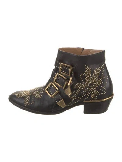 Pre-owned Chloé Leather Patterned Western Boots In Multi