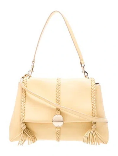 Pre-owned Chloé Leather Penelope Medium In Neutral