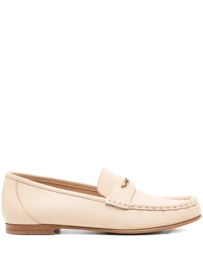 Chloé Leather Penny Loafers In Neutral