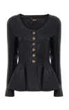 Chloé Leather Peplum Top In Black