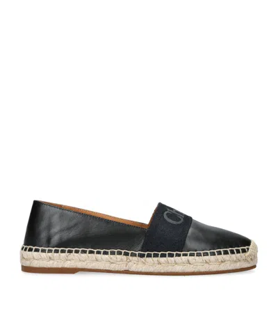 Chloé Womens Chloe Isla Logo-embossed Leather Espadrilles In Black