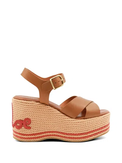 CHLOÉ LEATHER PLATFORM ESPADRILLES
