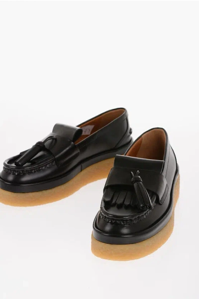 Chloé Leather Platform Loafers With Tassel In Black