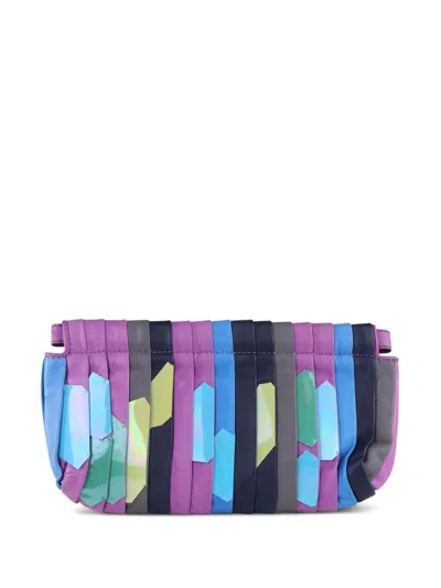 Pre-owned Chloé Leather Pleated Clutch In Purple