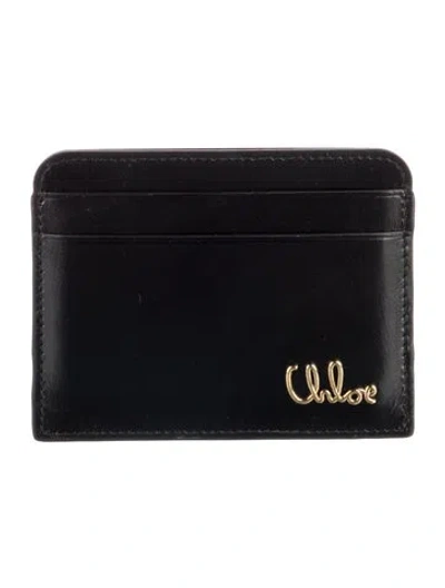 Pre-owned Chloé Leather Printed Compact Wallet W/ Tags In Black