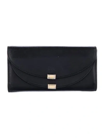 Pre-owned Chloé Leather Printed Continental Wallet In Black