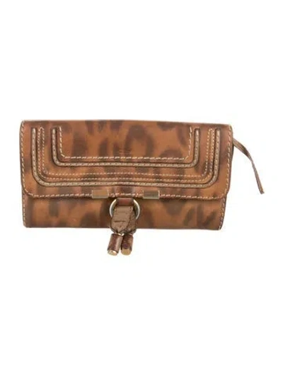 Pre-owned Chloé Leather Printed Continental Wallet In Brown