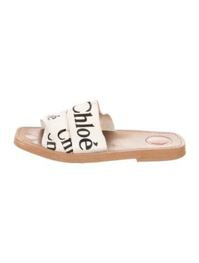 Pre-owned Chloé Leather Printed Slides In Neutral