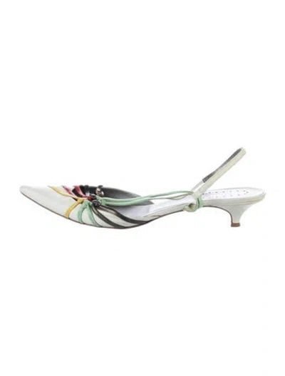Pre-owned Chloé Leather Printed Slingback Pumps In White