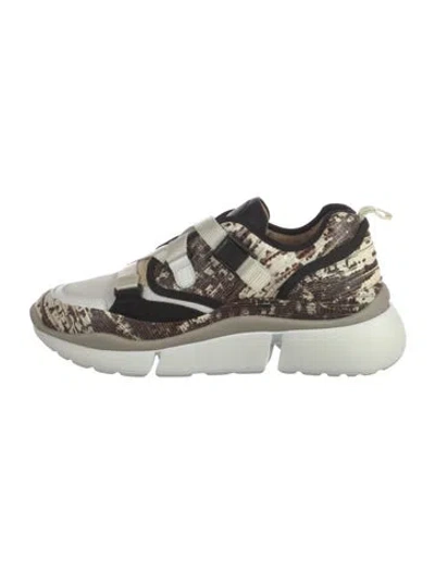 Pre-owned Chloé Leather Printed Sneakers In Neutral