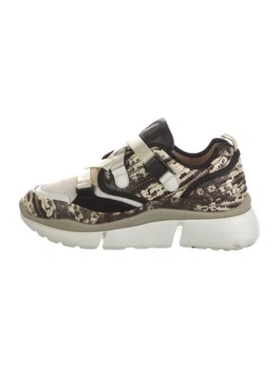 Pre-owned Chloé Leather Printed Sneakers In Neutral