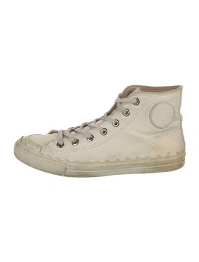 Pre-owned Chloé Leather Printed Sneakers In Neutral
