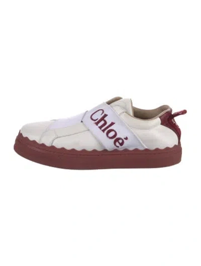 Pre-owned Chloé Leather Printed Sneakers In White