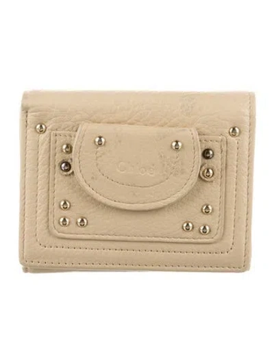 Pre-owned Chloé Leather Printed Wallet In Neutral