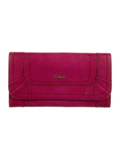 Pre-owned Chloé Leather Printed Wallet In Pink