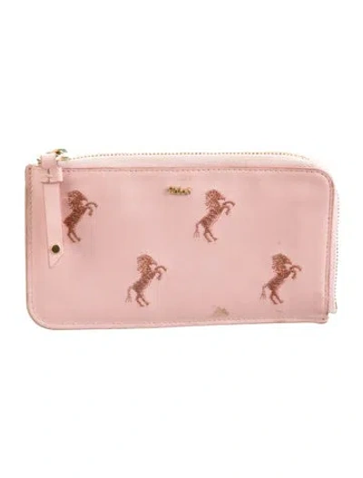 Pre-owned Chloé Leather Printed Wallet In Pink
