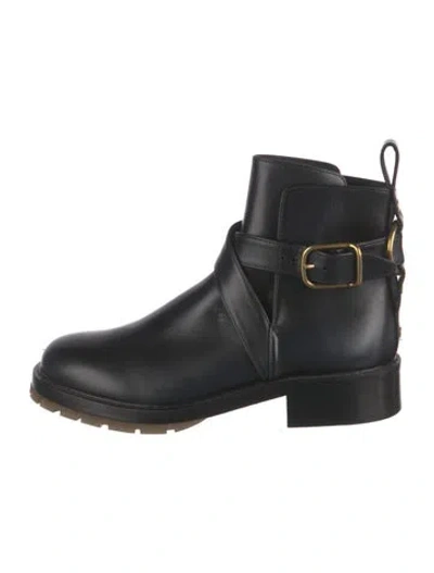 Pre-owned Chloé Leather Rain Boots In Black