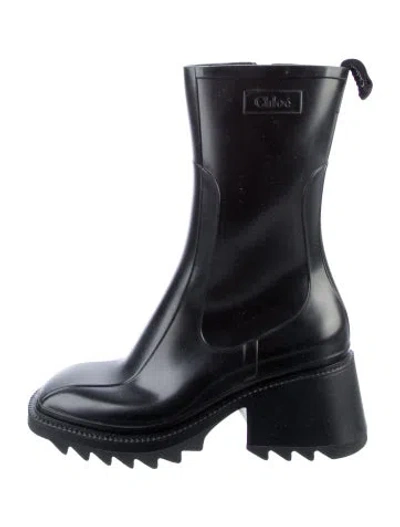 Pre-owned Chloé Leather Rain Boots In Black