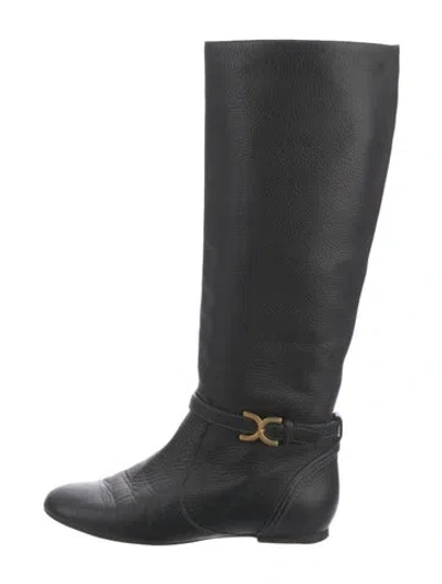 Pre-owned Chloé Leather Riding Boots In Black