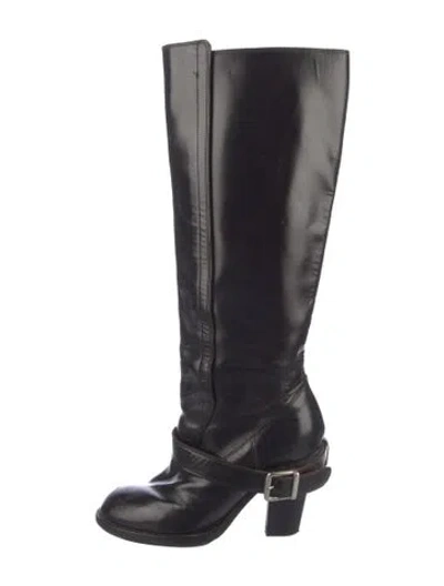Pre-owned Chloé Leather Riding Boots In Black