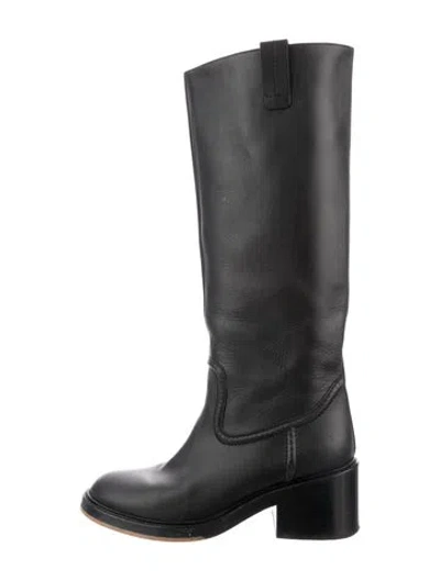 Pre-owned Chloé Leather Riding Boots In Black