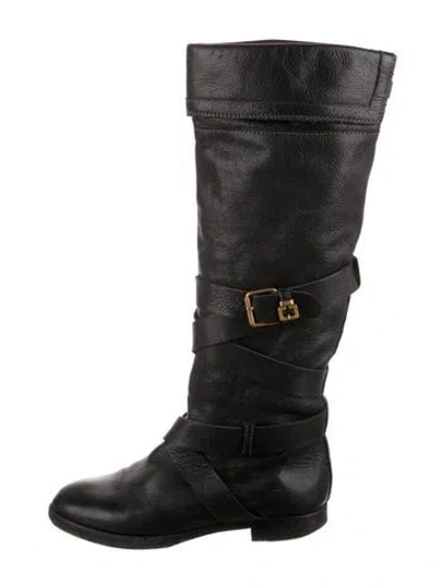 Pre-owned Chloé Leather Riding Boots In Black
