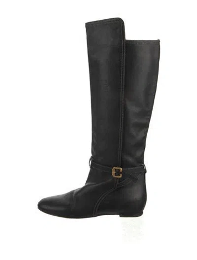 Pre-owned Chloé Leather Riding Boots In Black